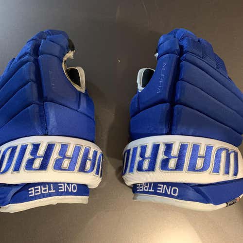 Warrior Alpha Pro 13” Blue Hockey Gloves