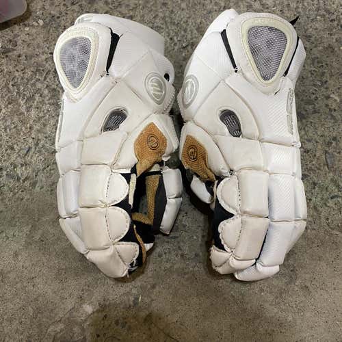 White Used Player's Maverik Rome NXT 13" Lacrosse Gloves