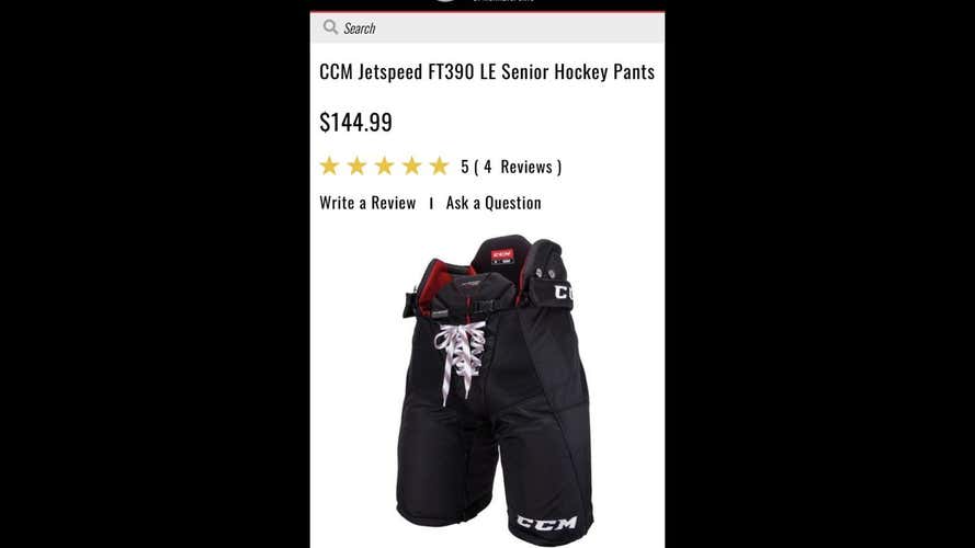 Black Used Medium CCM JetSpeed FT 390 LE Hockey Pants