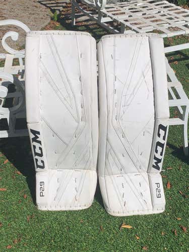White Used 32" CCM Premier P2.9  Goalie Leg Pads