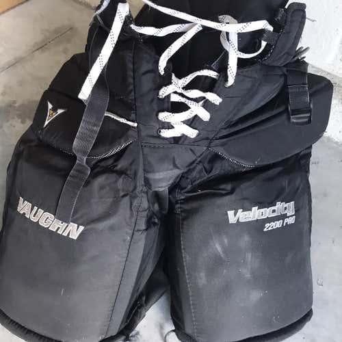Black Used Medium Vaughn Pro Stock Hockey Goalie Pants