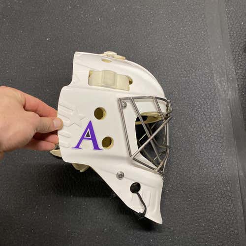White Used Bauer 961 Fleury Mold Pro Stock Goalie Mask
