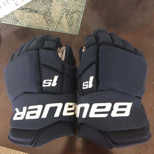 Blue Used Bauer Supreme 1S 14" Pro Stock Gloves
