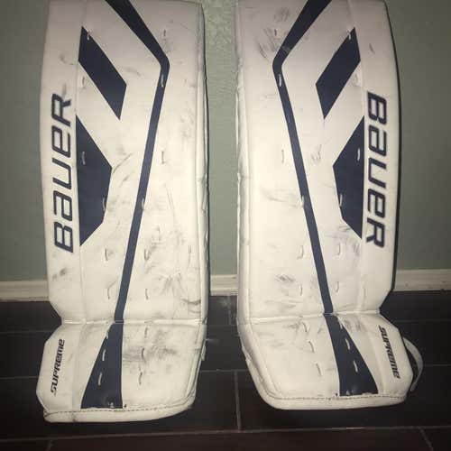 White Used Senior 32" Bauer Supreme One.5 Goalie Leg Pads