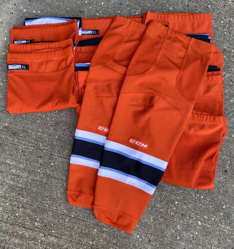 TEAM SET CCM Edge Pro Stock Hockey Socks Orange KC Mavericks 9173