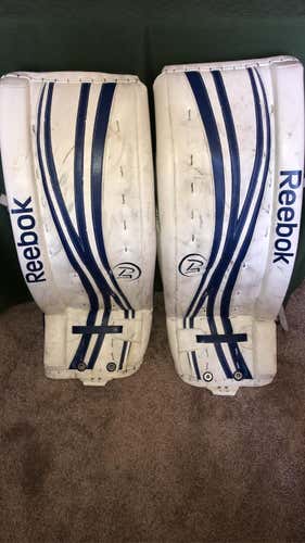 White Junior 31" Reebok Premier 4 Goalie Leg Pads