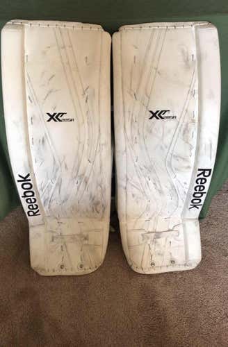 White Senior 34" Reebok Premier XLT Goalie Leg Pads