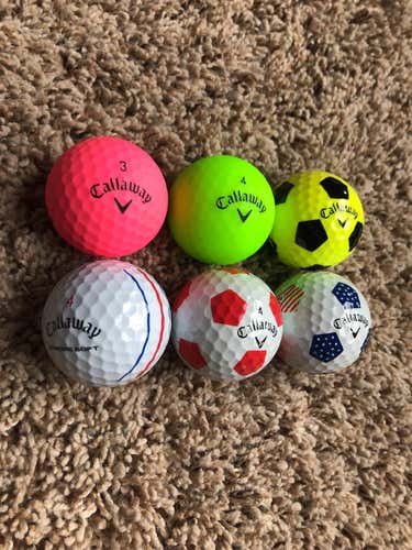 Green Used Callaway Chrome Soft 6 Pack Balls