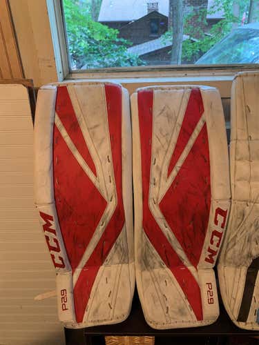 Red Used 33" CCM Premier P2.9  Goalie Leg Pads