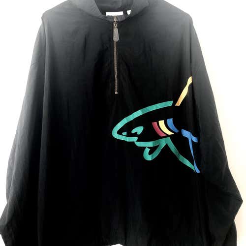 Vintage Reebok X Greg Norman Black Men's Large Shark Pullover Golf Jacket