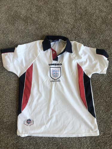 Retro White England Used Men's Umbra Large Jersey