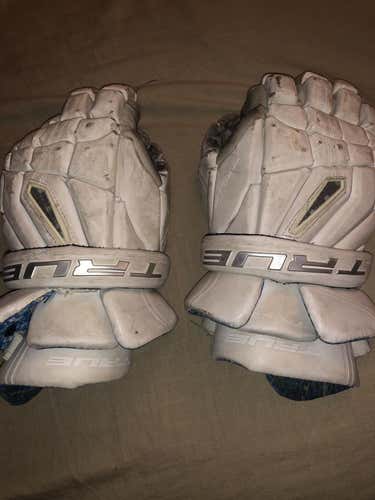 White Used True Frequency Lacrosse Gloves 13"