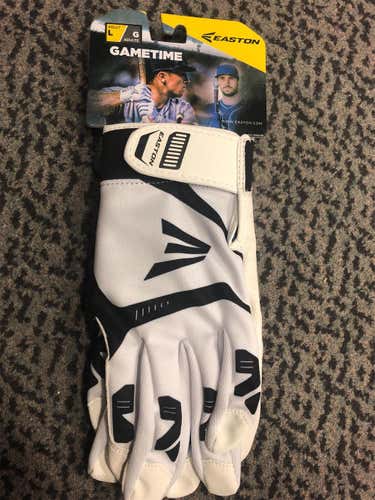 White New Mens Large Easton Gametime Batting Gloves