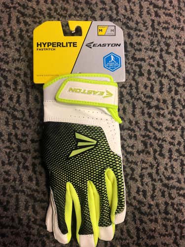 White New Women’s Medium Easton Hyperlite Batting Gloves