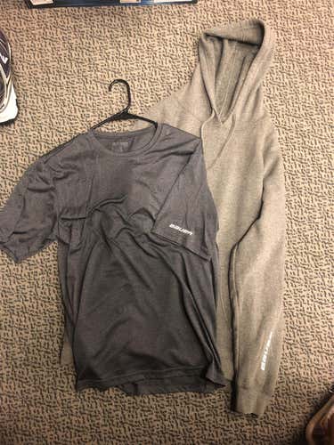 Bauer Gray Core Hoodie And Core T-shirt Adult Medium