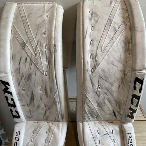 White Junior 30" CCM Premier P2.5 Goalie Leg Pads