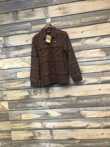 Mens Patagonia Insulated Fjord Flannel Jacket color Folk Dobby:Ruby size medium