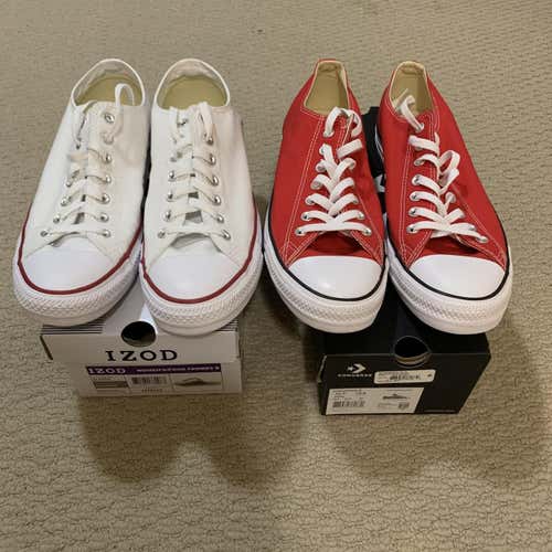 2 PACK/NEVER WORN, White/Red Mens Converse Size 10.5