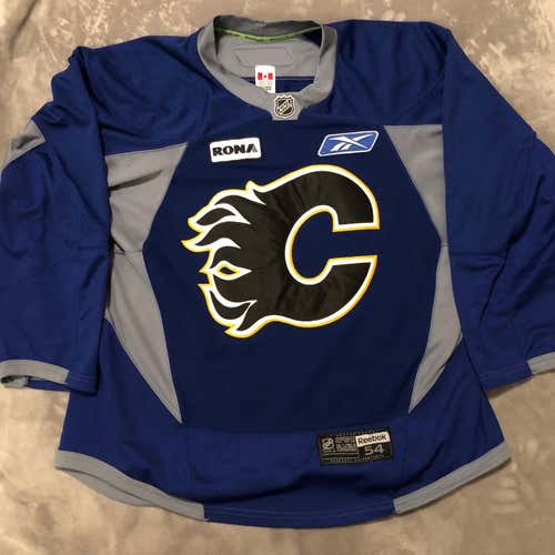 Reebok Edge Calgary Flames BLUE Practice Jersey Sz 54
