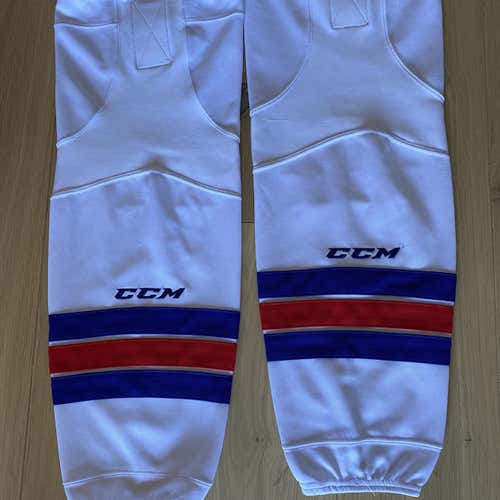 White Senior Medium CCM  Socks NYR colors