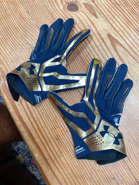 Game Worn Navy football Gloves