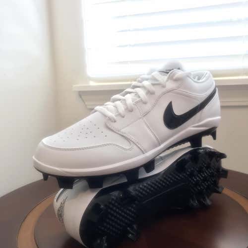 NIKE AIR JORDAN 1 RETRO MCS LOW BASEBALL CLEATS CJ8524-100 WHITE BLACK MEN 14