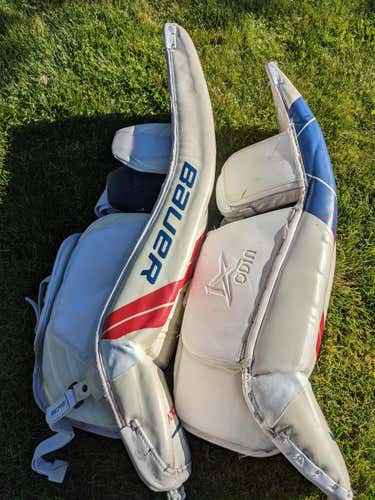 White Used Senior 34" Bauer Vapor 1X Goalie Leg Pads