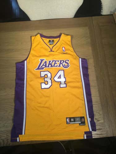 New Gold Los Angeles Lakers Hall of Fame Shaquelle O'Neil  Adult Medium Asics Jersey