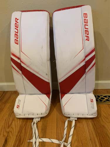 White/Red Intermediate Medium (31"+1) Bauer Supreme S29 Goalie Leg Pads