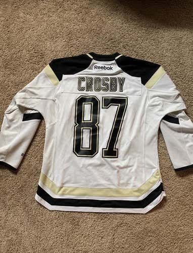 White Adult Large Sidney Crosby Reebok Jersey