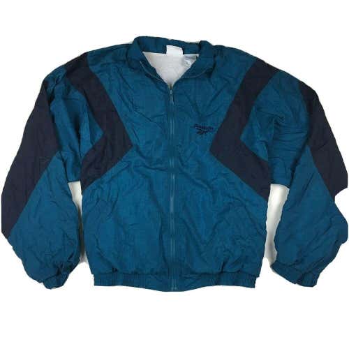 VTG 90s Reebok Zip Up Nylon Windbreaker Jacket Teal/Blue Sz Large