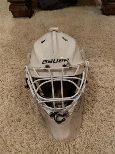 White Senior Bauer 960XPM Pro Stock Goalie Mask