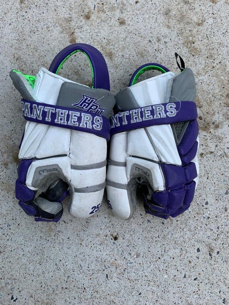 HPU White Used Goalie Maverik Max Goalie Lacrosse Gloves 13"