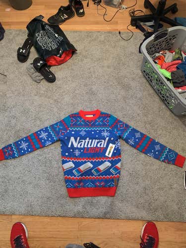 Natural Light Ugly Christmas Sweater New With Tags