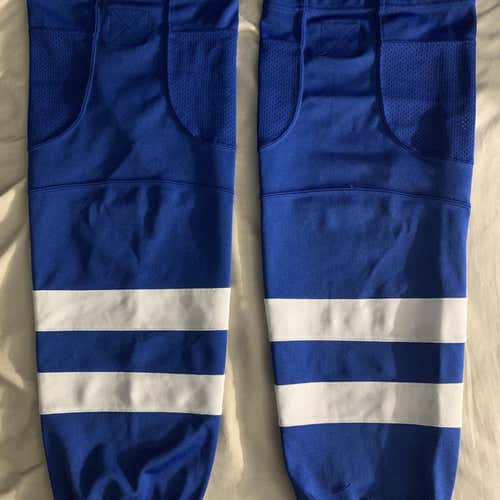Senior Blue/White Polyester Velcro Hockey Socks Size 28