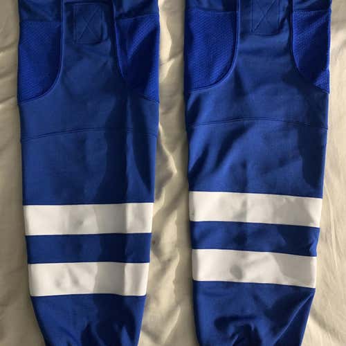 Senior Blue/White Polyester Velcro Hockey Socks Size 28