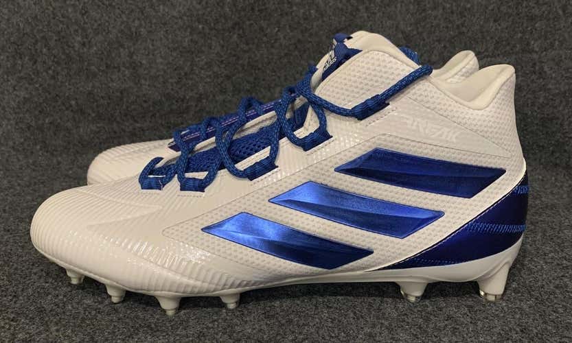 Men’s Adidas Freak Carbon Mid Football Cleats White Blue F97435  Size 14