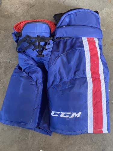 Rochester Americans Blue Used Senior Medium CCM HP45X Hockey Pants Pro Stock