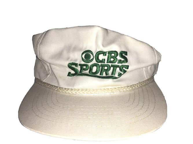 Vintage CBS Sports Masters 1990 White Leather Strap Back Hat Cap YoungAn Golf