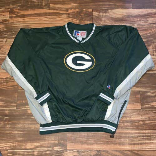 Vintage Green Bay Packers Russell Athletic Windwear Pullover Jacket Size 2XL/3XL