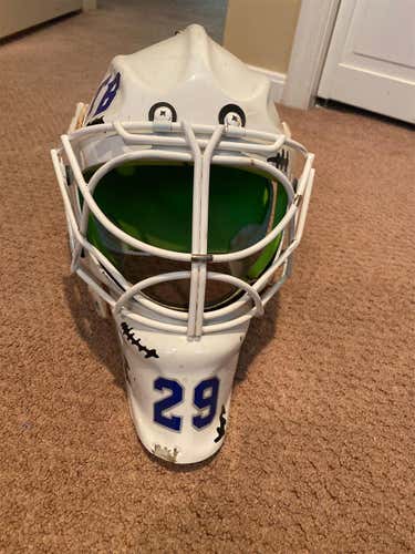 White Senior OTNY Custom Size Small Pro Stock Goalie Mask