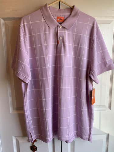 Nike Golf Polo Shirt Dri-Fit XL Windowpane Purple Lavender NWT