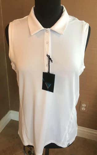 Levelwear Women's Pure Sleeveless Golf Polo Shirt Top BL06L White (L) #17786
