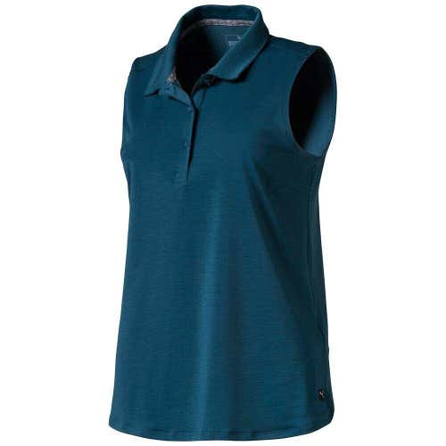 PUMA 2019 Women's Flow Sleeveless Golf Polo Shirt 595140 Gibraltar S Small 43235