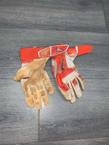 Really Used ! White & Orange LargeNike MVP Batting Gloves