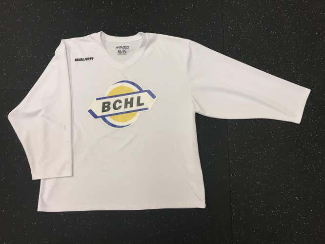 White Used BCHL Adult XL Bauer Practice Jersey