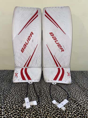 Red Used Senior 33" Bauer Vapor 2X Goalie Leg Pads Pro Stock