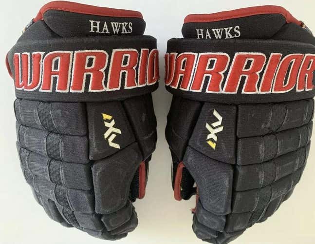 Blackhawks Used Senior Warrior Dynasty AX1 Gloves 14" Pro Stock