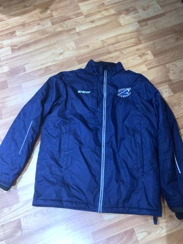 USHL Sioux Falls Stampede Navy Blue Used Adult Large CCM Winter Jacket