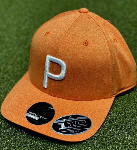 PUMA "P" Snapback FlexFit Tech 110 Golf Hat Cap 021448 Orange OSFM NEW #75588